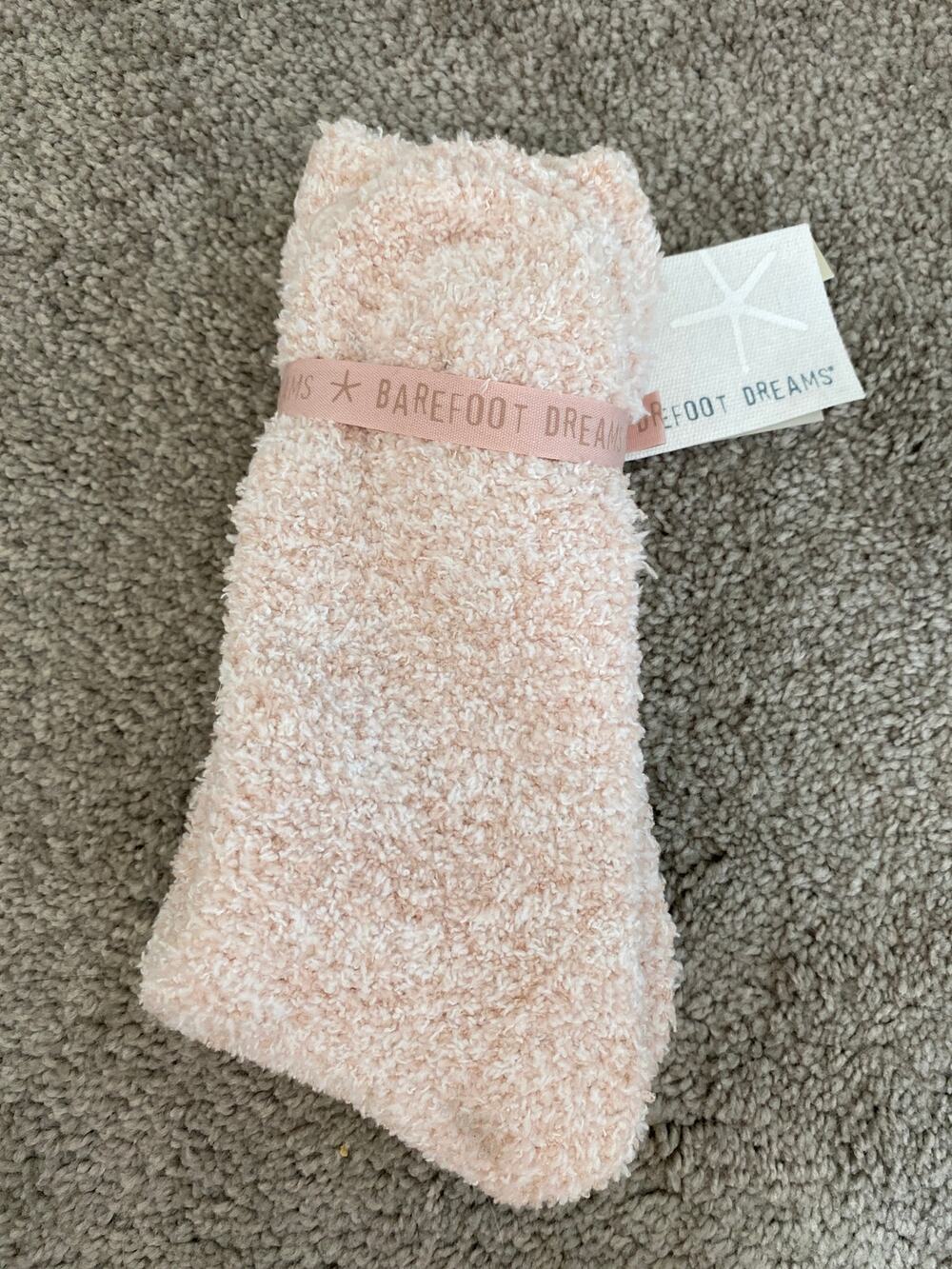 New Barefoot Dreams CozyChic Heathered Socks Pink One Size